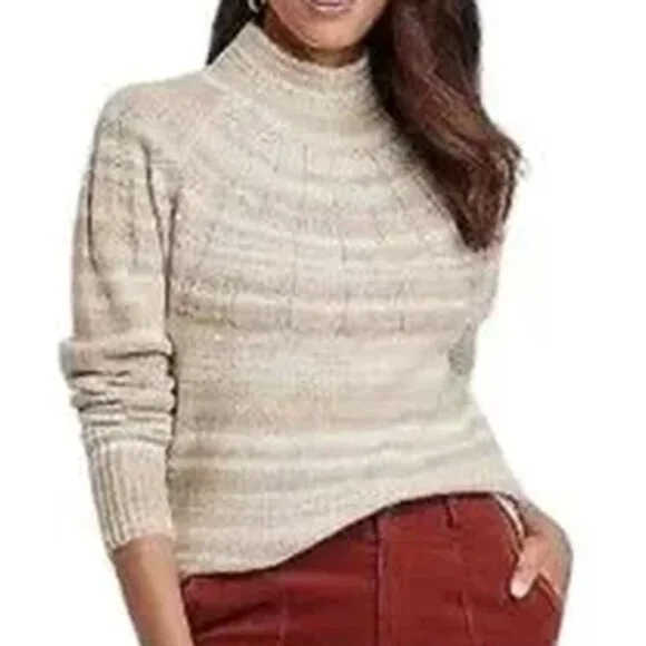 Knox Rose Sweater Size S Oatmeal Striped Mock Neck Pullover NWT Soft - Picture 8 of 8